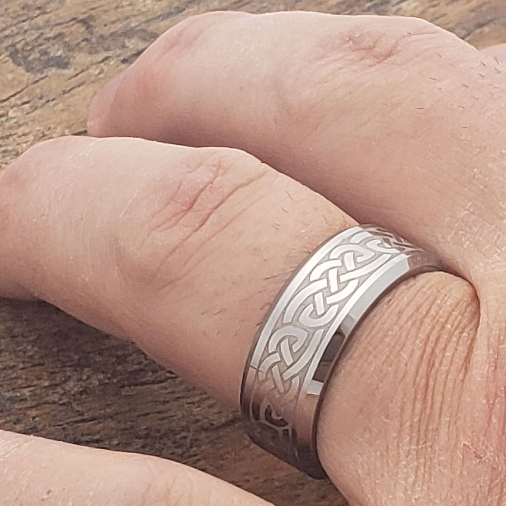 Men's Wedding Ring Band Celtic Trinity Knot Silver Steel Irish Scottish  Jewelry | eBay