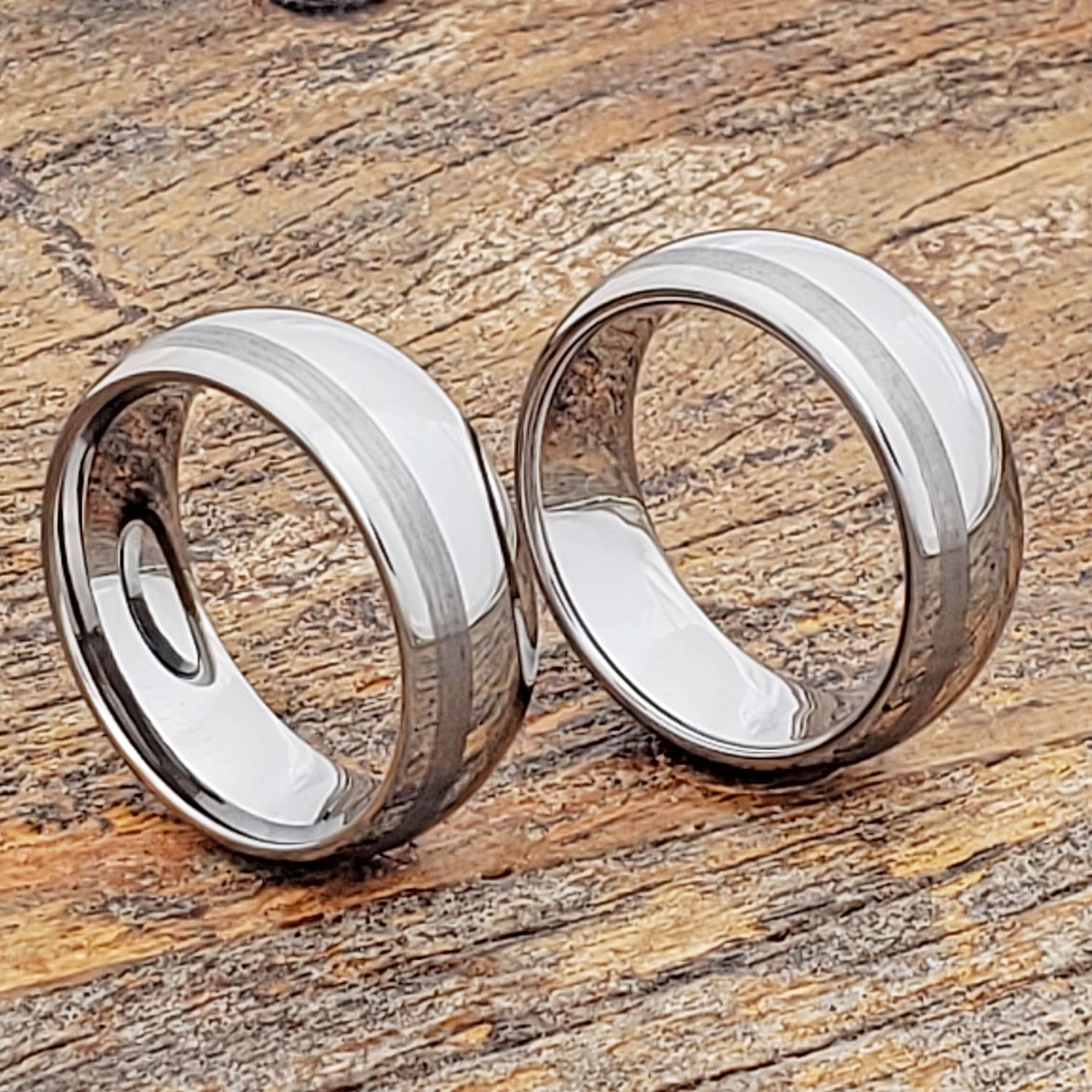 Swank Mens Offset Brush Inlay Rings - Forever Metals