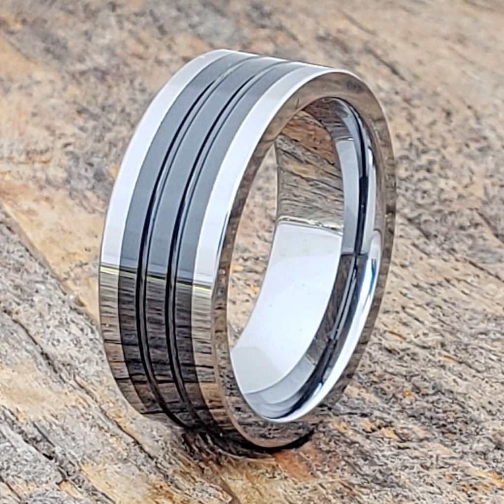 Titanic Black Inlay Ceramic Rings - Forever Metals