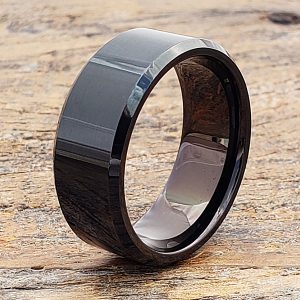 Orion Mens Beveled Black Tungsten Rings - Forever Metals
