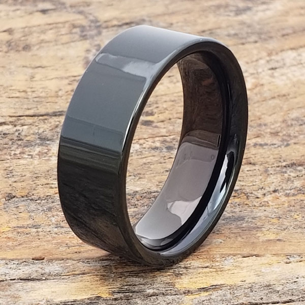 Europa Black Mens Tungsten Rings - Pipe Cut - Forever Metals