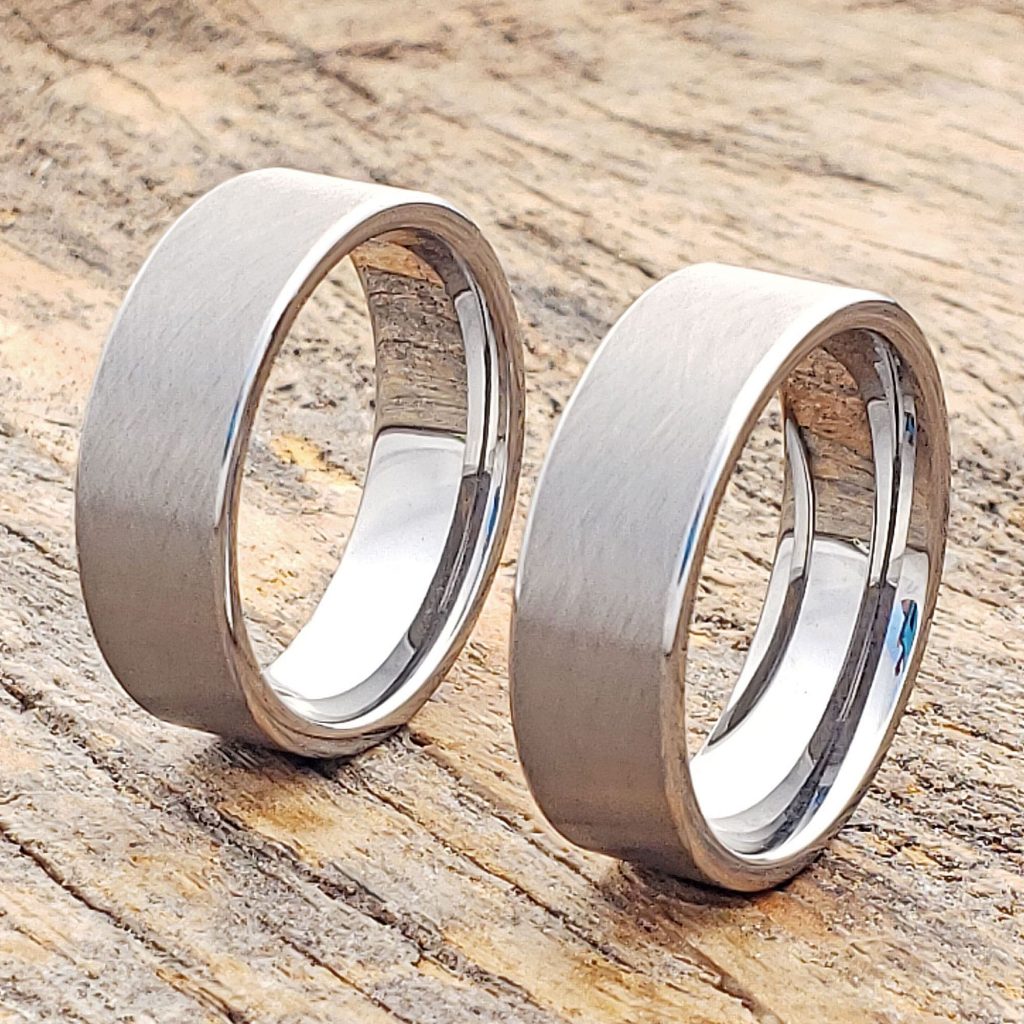 Athens Flat Florentine Brushed Tungsten Wedding Bands - Forever Metals