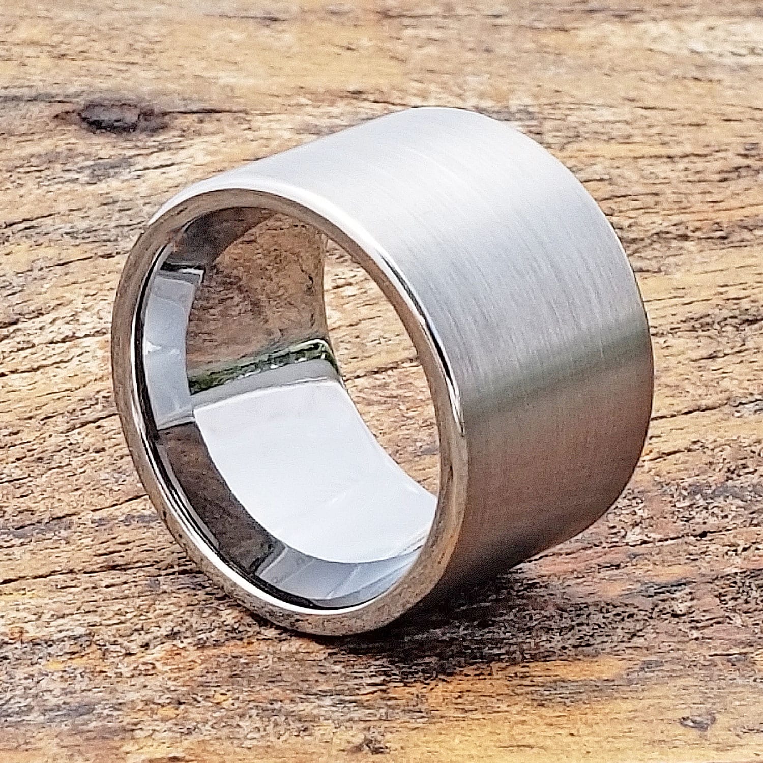 Platinum Milgrain Edge Mens Wedding Band, 6 mm Flat Wedding Ring Handmade