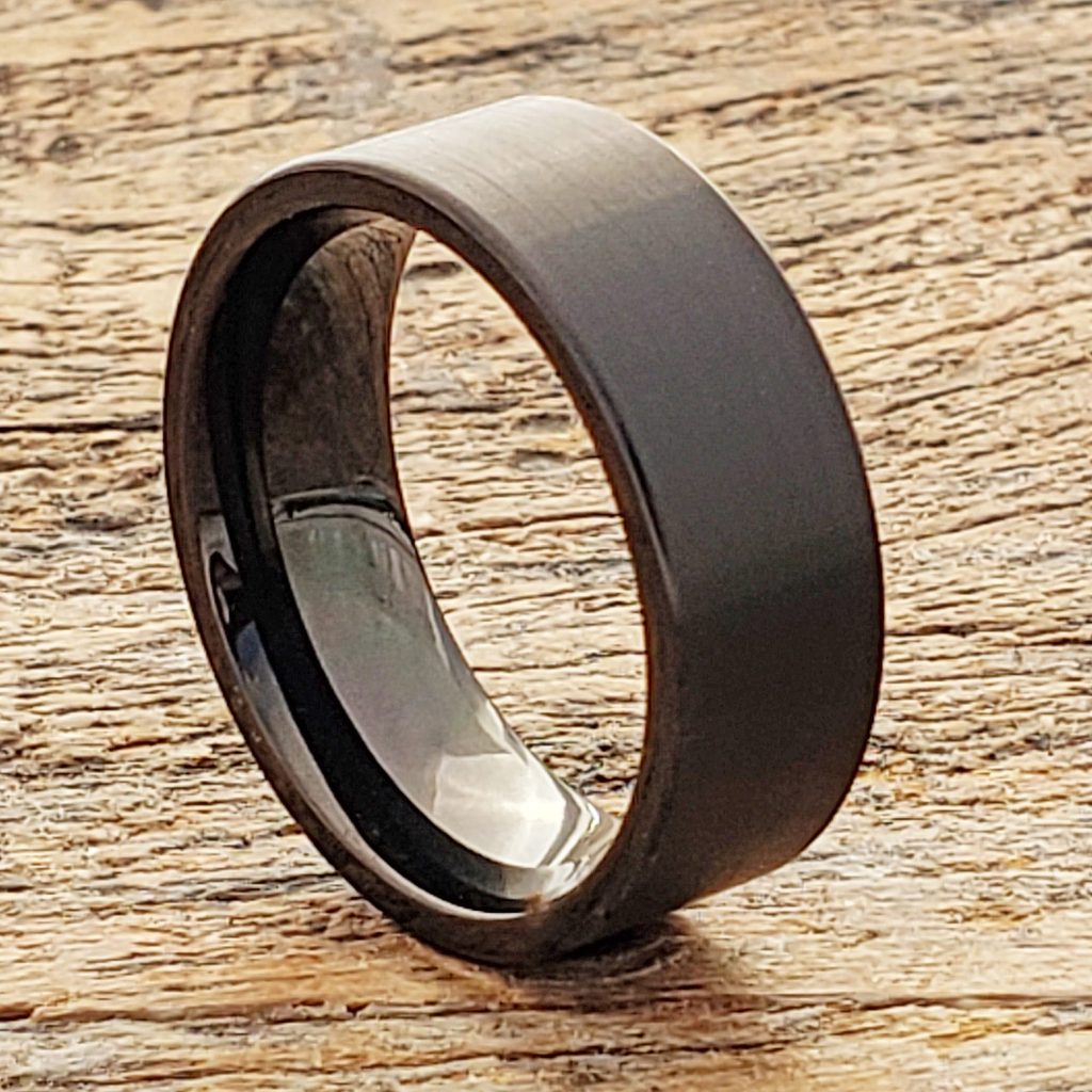 Europa Black Tungsten Rings - Flat | Brushed - Forever Metals