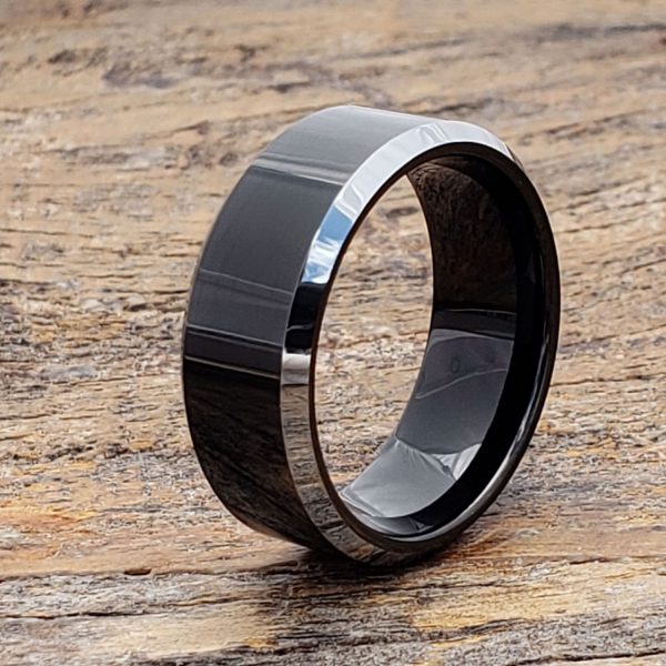 kana-silver-beveled-edges-black-tungsten-rings