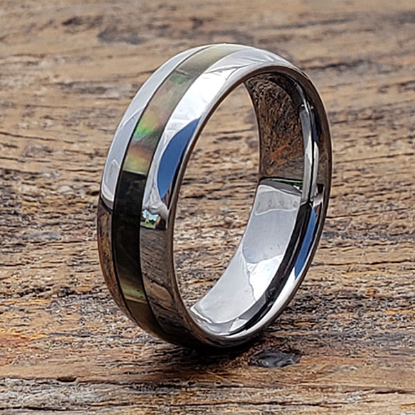 Chivalry Mens Black Inlay Shell Rings - Forever Metals