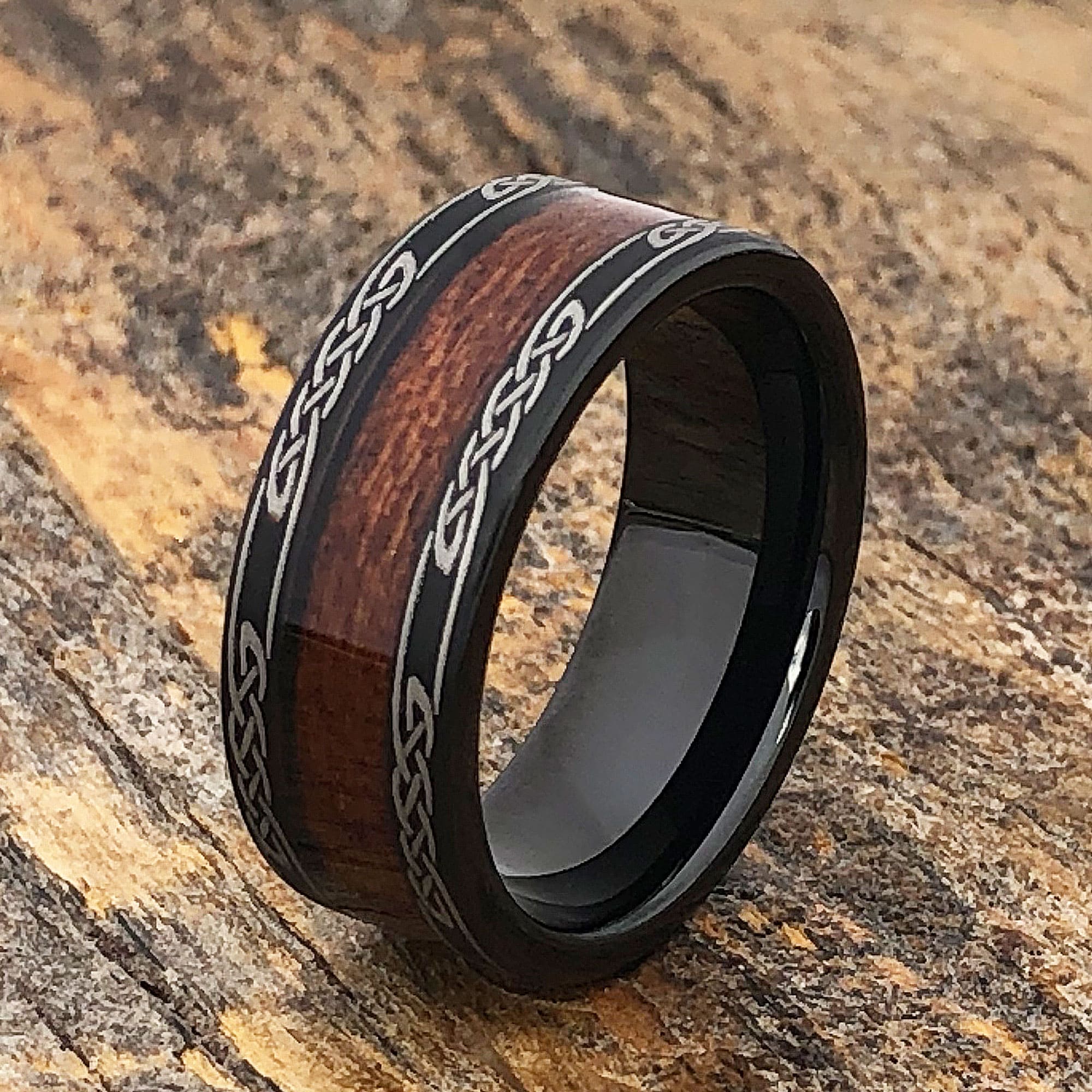 Whiskey Barrel Rings  Black Gold or Tungsten - Forever Metals
